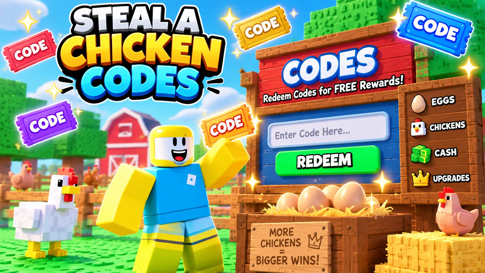 Steal a Chicken codes guide art