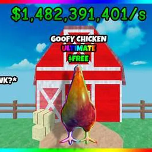 Gameplay thumbnail showing a standout chicken and red barn